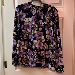Nine West Floral Blouse - Purple and Tan